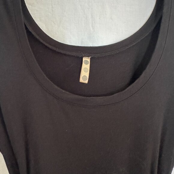 Three Dots Black 3/4 Long Sleeve Dress with Satin Bow Sash Medium VGUC - Picture 5 of 8